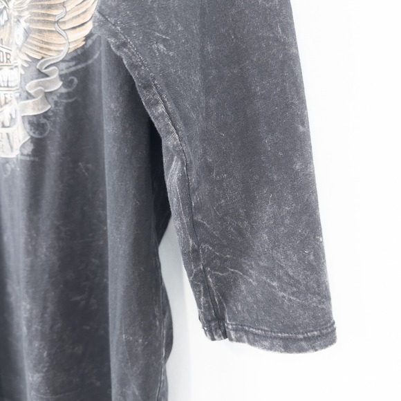 Harley Davidson Womens XL Marquette MI Forever Bald Eagle Studded 3/4 Sleeve Top - Picture 11 of 16